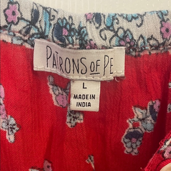 Patrons of Peace Red and Blue Floral Blouse - Picture 3 of 3